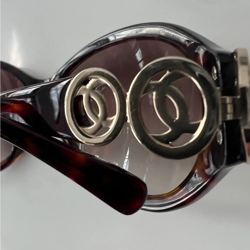 Chanel sunglasses triple CC CH5006 tortoise shell finish dark Havana vintage - Picture 16 of 16